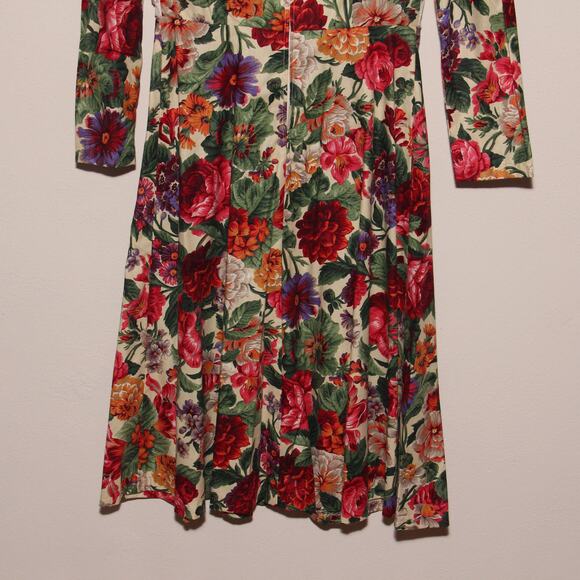 Vintage 80s Handmade Lace Bodice Floral Dress Size Small (no tag) - Picture 6 of 7